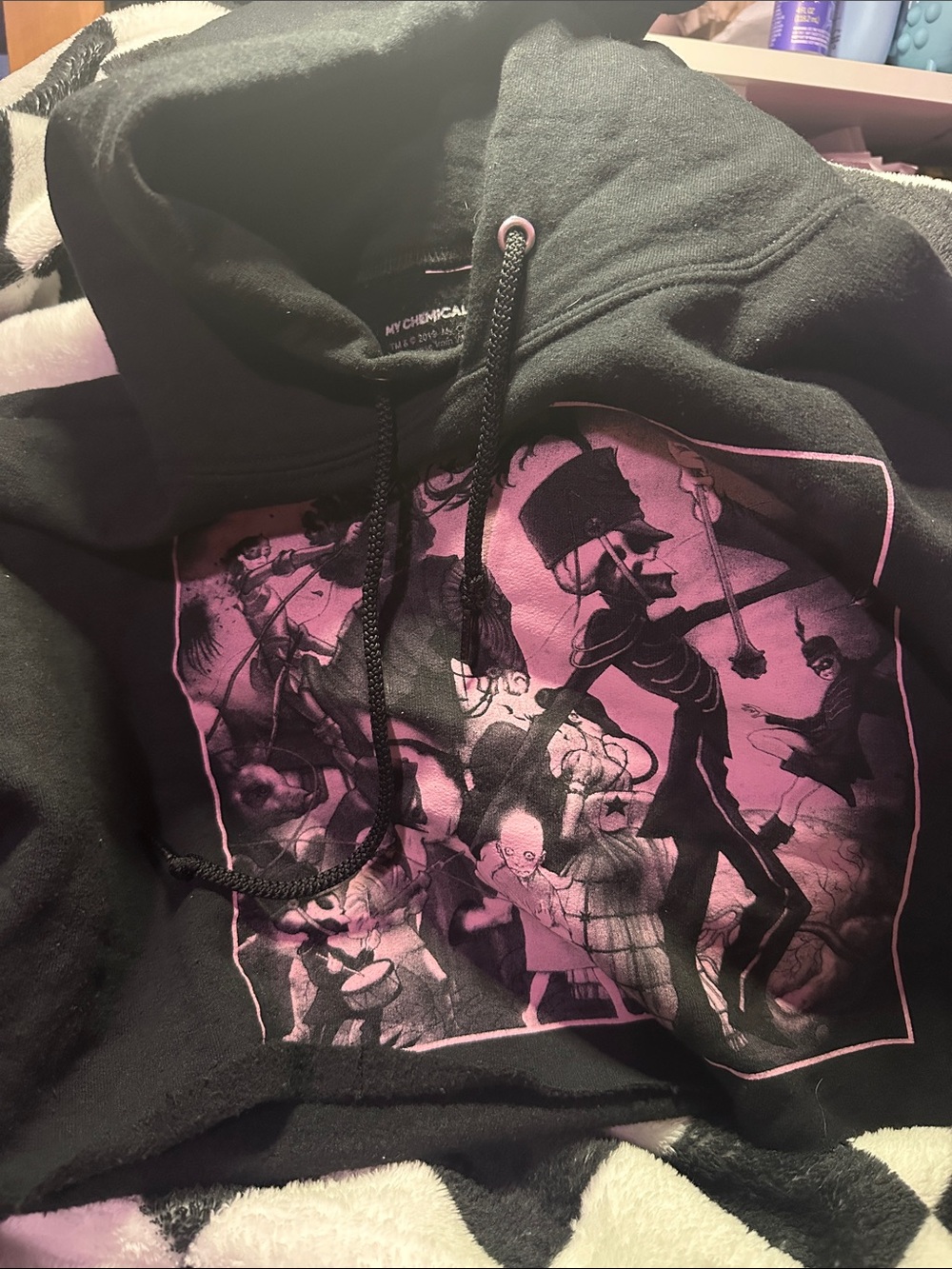 My Chemical Romance Black Cropped Hoodie with Pink Graphic